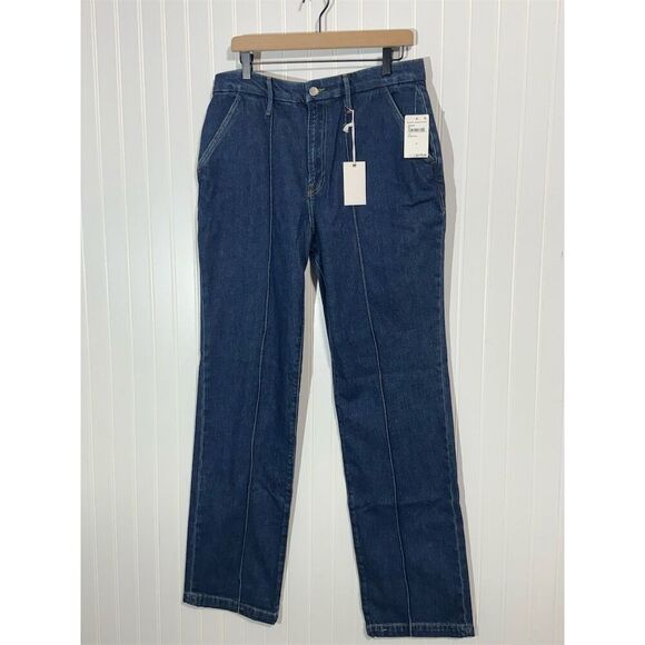 NWT Good American Pintuck High Waist Wide Leg Trouser Jeans NWT 10/30 Indigo - Picture 1 of 8